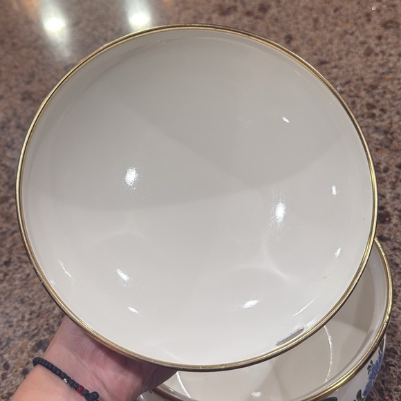 Vintage Asta Germany Enamel Cookware 2 Pot 8.5” and 7” Diameter Floral Pattern - Picture 5 of 9